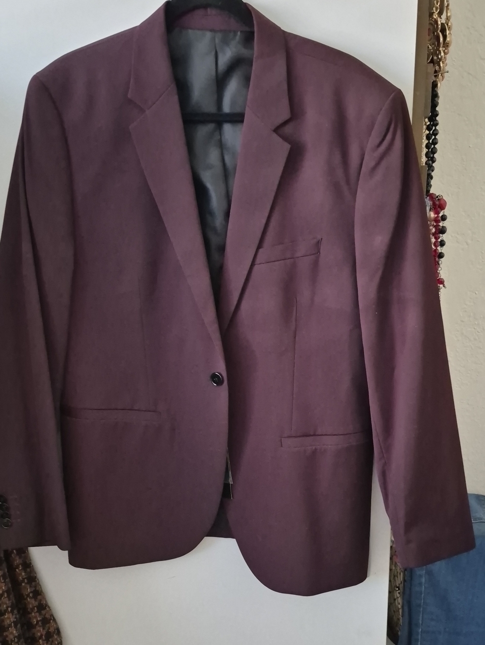 H&M Men's Plum Single-Button Blazer 46R